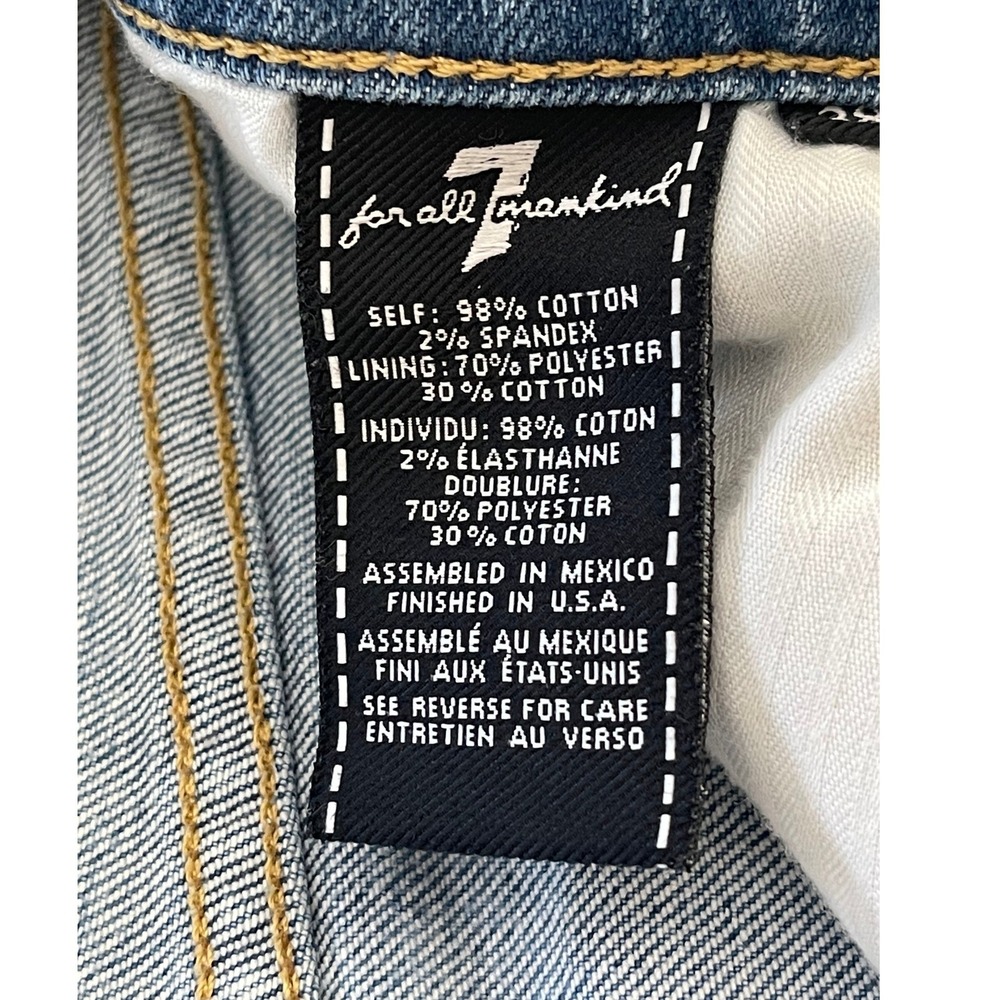 7 For All Mankind Light Wash Blue Raw Hem Denim Shorts Women's Size 28 - Picture 5 of 9